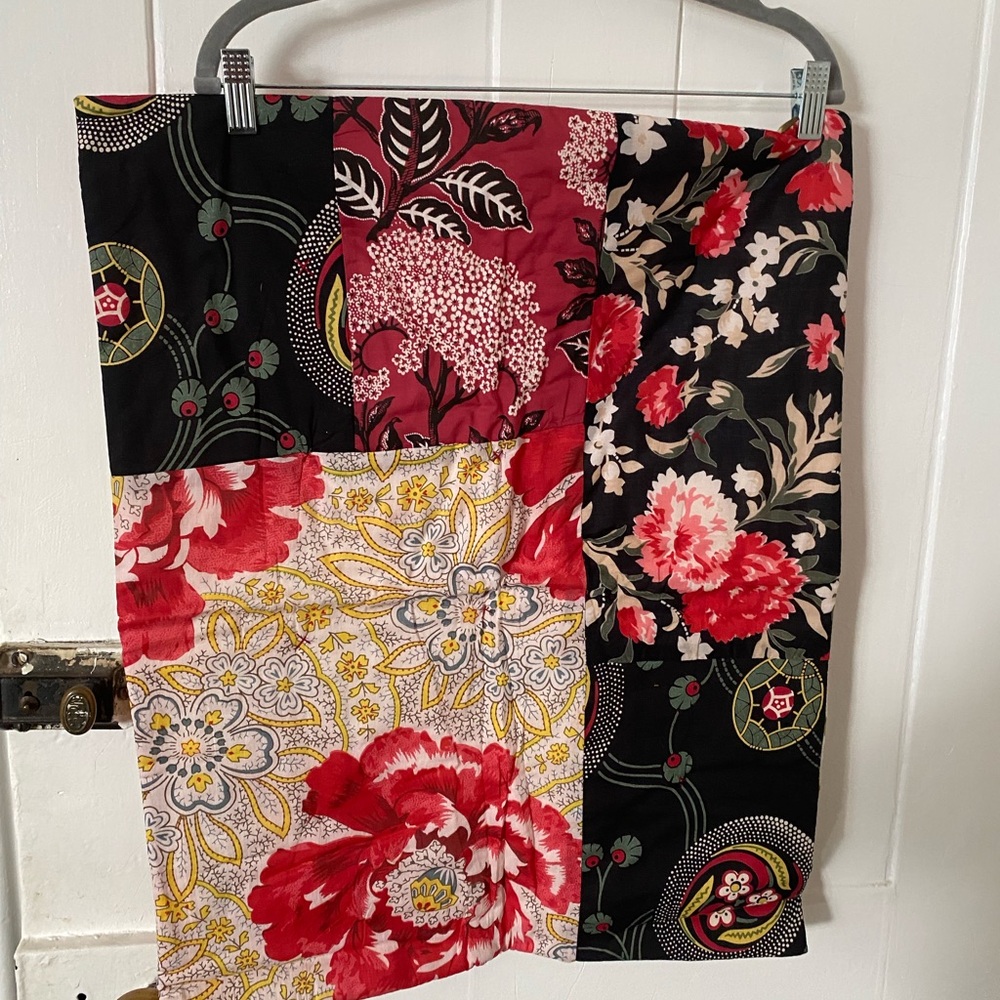 Anthropologie Floral Patchwork Pillow Cover - Red, Black, Yellow